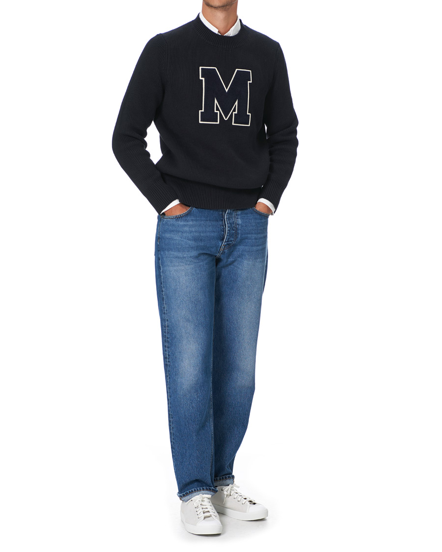 Herre | Trøjer | Morris | Bradley Knitted Logo O-Neck Navy