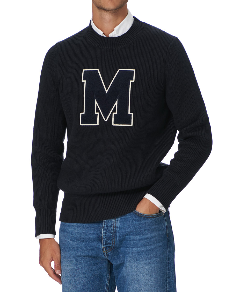 Herre | Trøjer | Morris | Bradley Knitted Logo O-Neck Navy