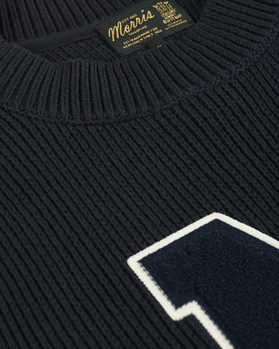 Herre | Trøjer | Morris | Bradley Knitted Logo O-Neck Navy