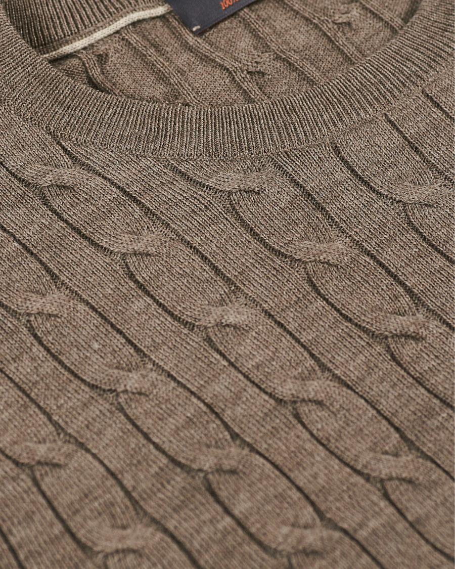 Herre | Trøjer | Morris | Merino Cable O-Neck Light Brown