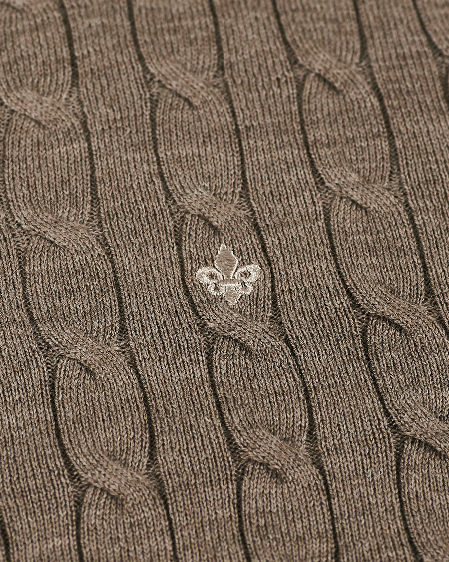 Herre | Trøjer | Morris | Merino Cable O-Neck Light Brown