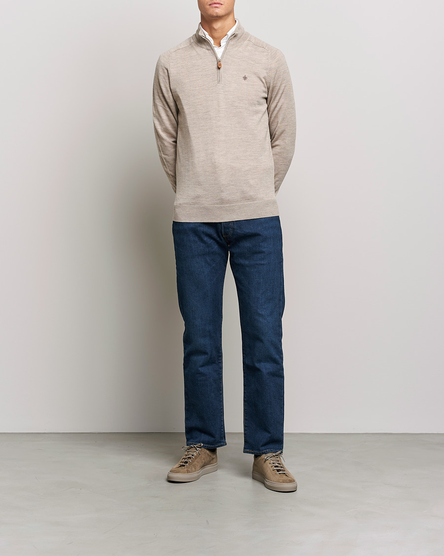 Herre | Trøjer | Morris | John Merino Half Zip Khaki