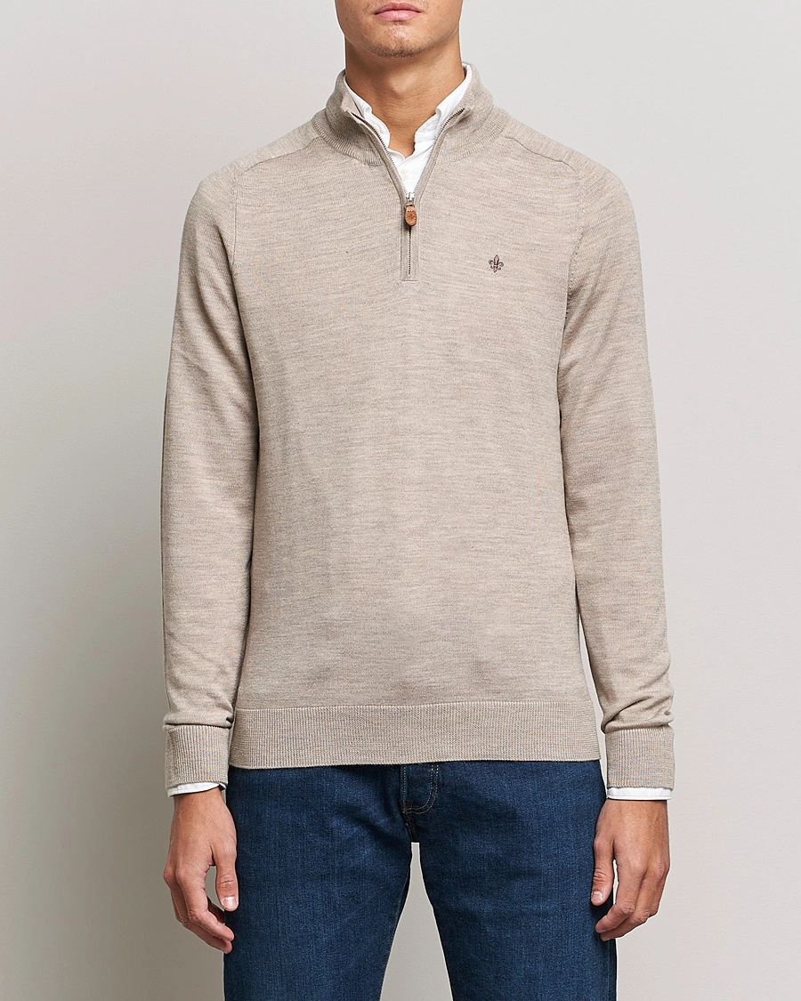 Herre |  | Morris | John Merino Half Zip Khaki Melange