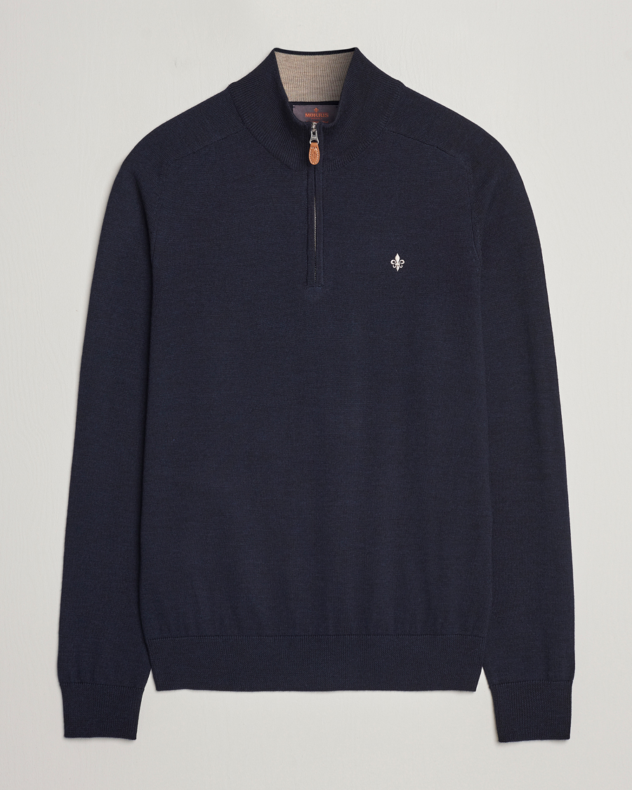 Herre | Trøjer | Morris | John Merino Half Zip Navy