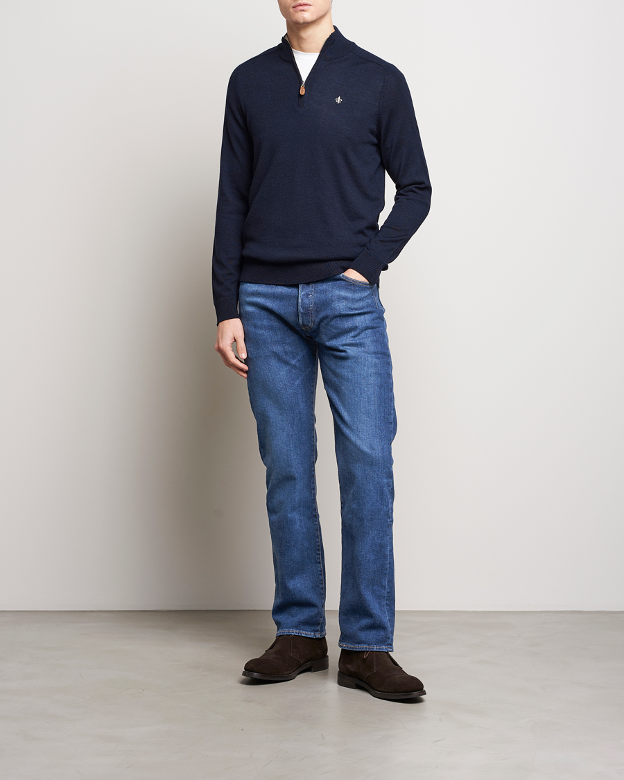 Herre | Trøjer | Morris | John Merino Half Zip Navy