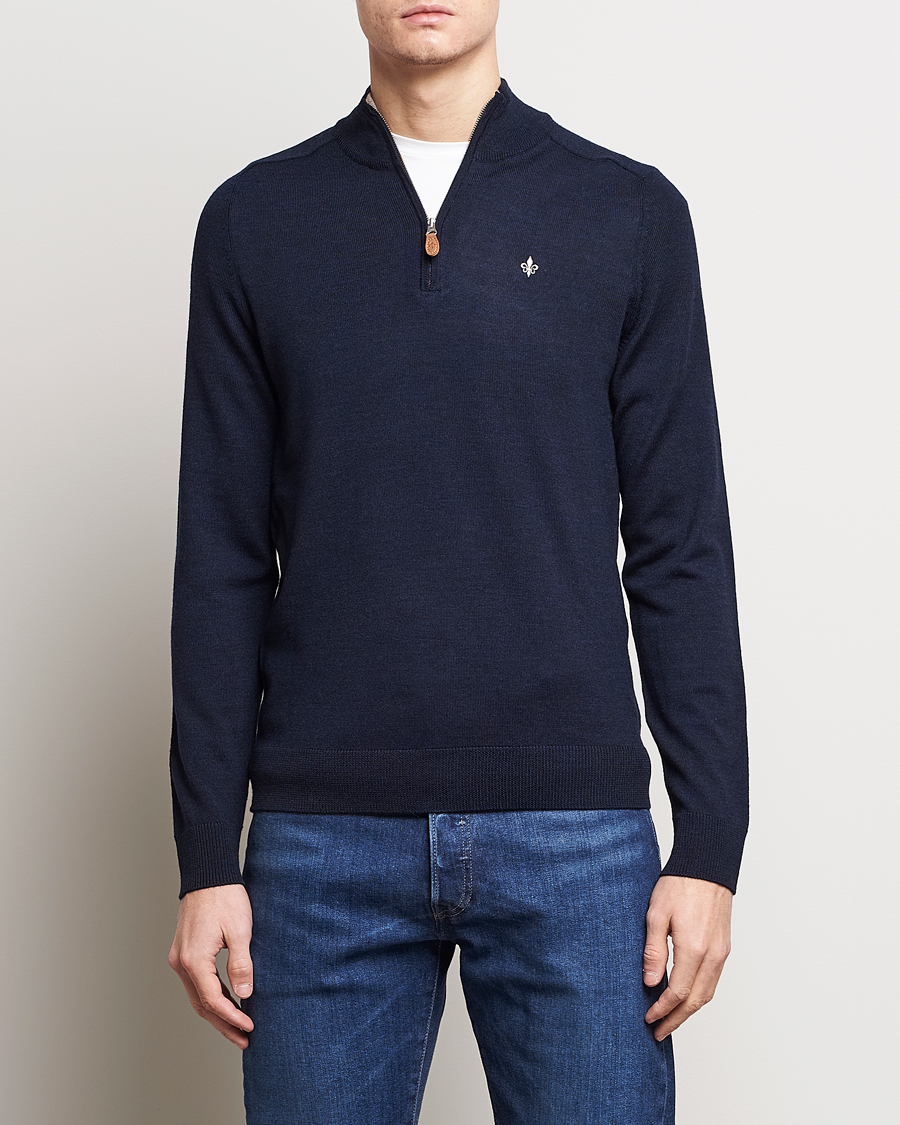 Herre | Trøjer | Morris | John Merino Half Zip Navy