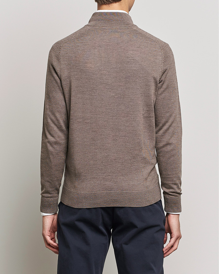 Herre | Trøjer | Morris | John Merino Half Zip Light Brown