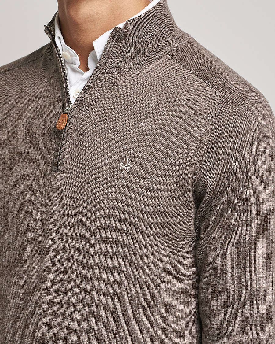 Herre | Trøjer | Morris | John Merino Half Zip Light Brown