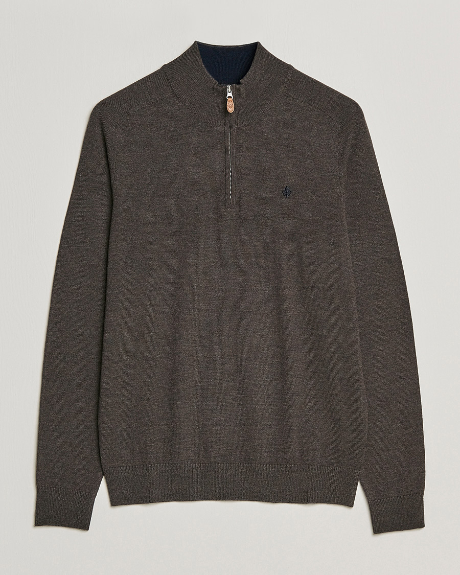 Herre | Trøjer | Morris | John Merino Half Zip Dark Brown