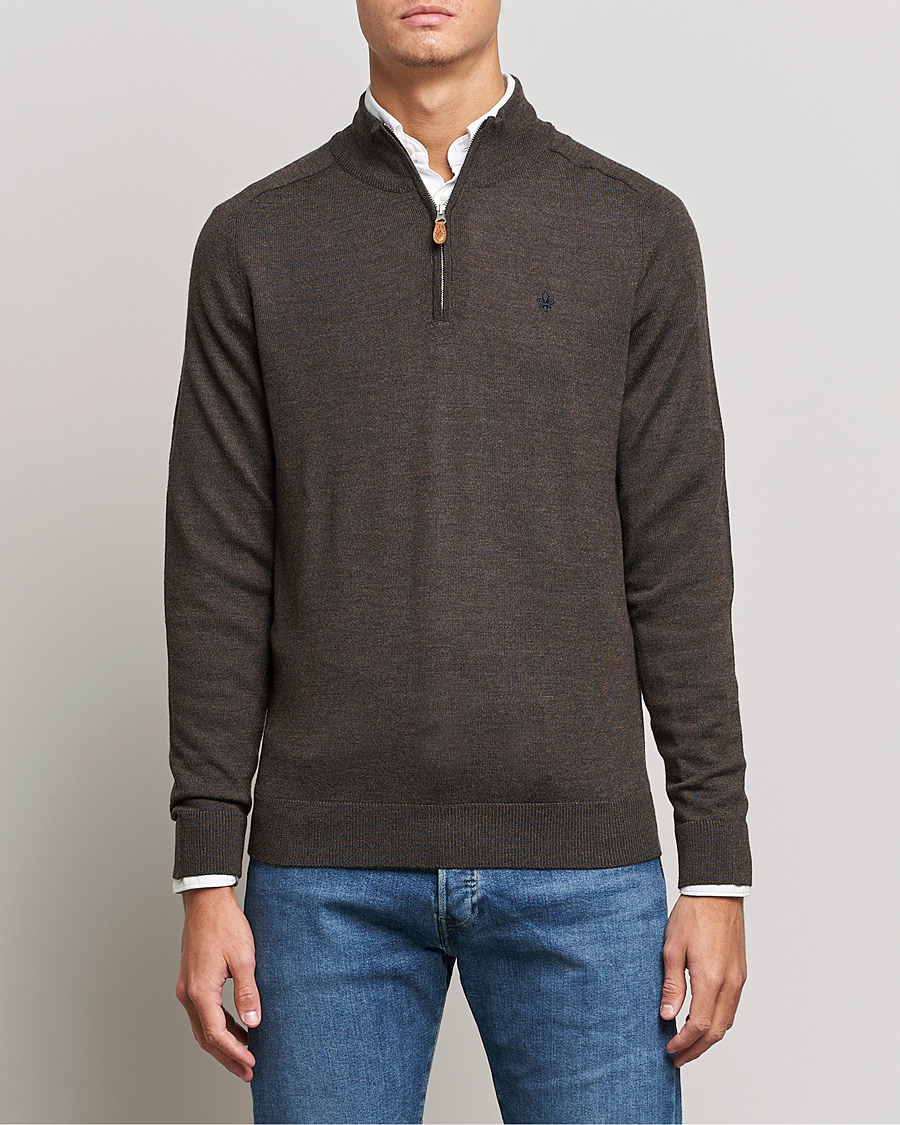 Herre | Half-zip | Morris | John Merino Half Zip Dark Brown