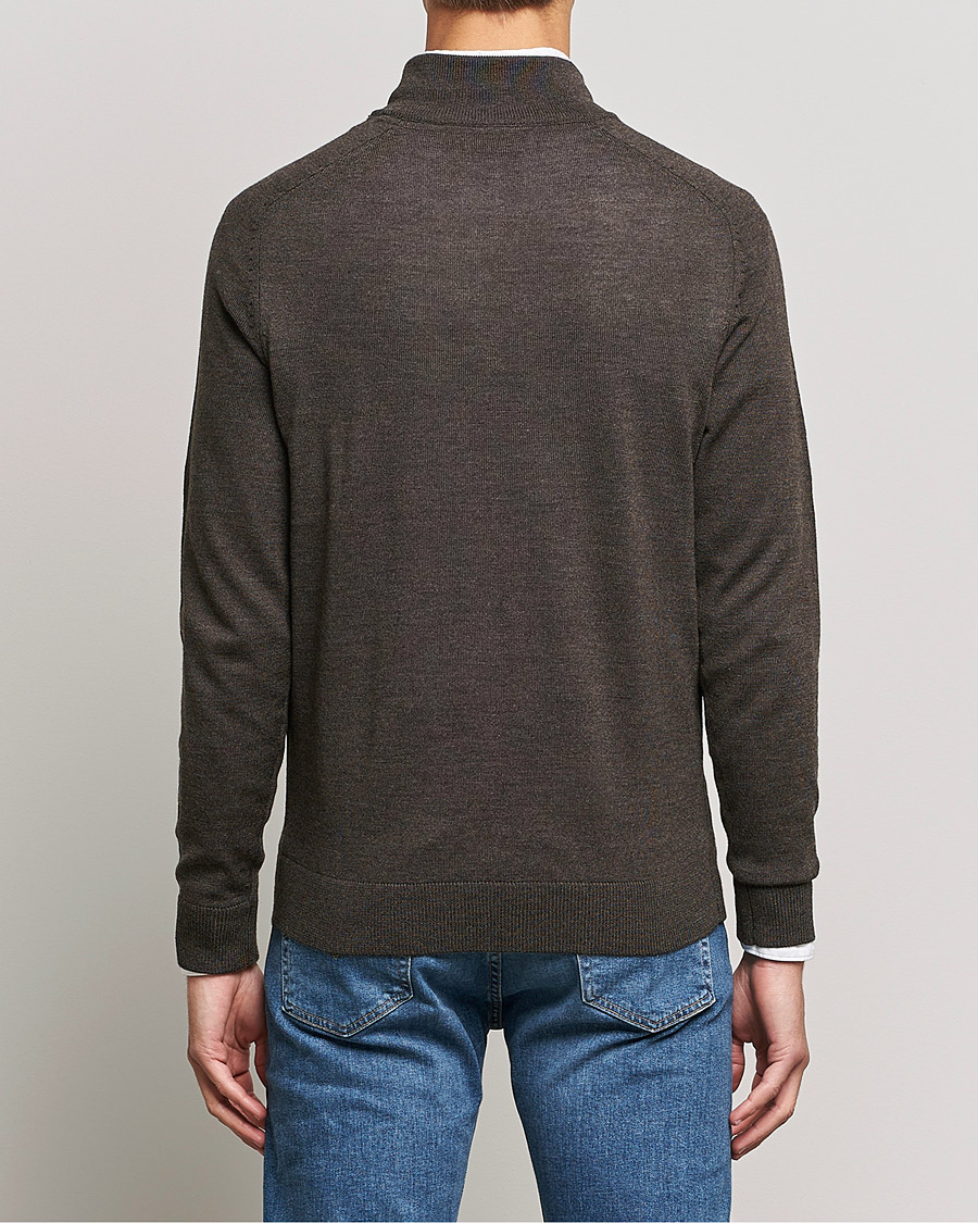 Herre | Trøjer | Morris | John Merino Half Zip Dark Brown