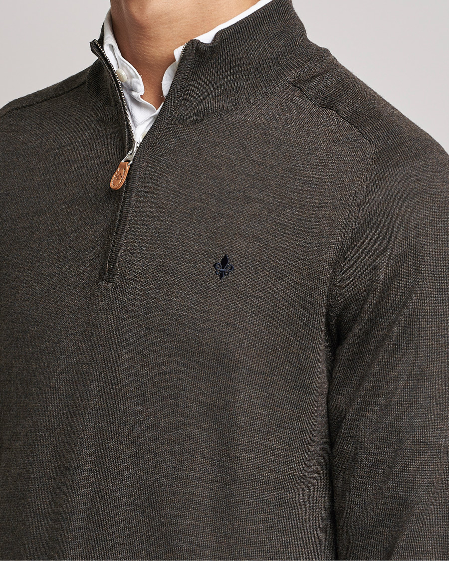 Herre | Trøjer | Morris | John Merino Half Zip Dark Brown