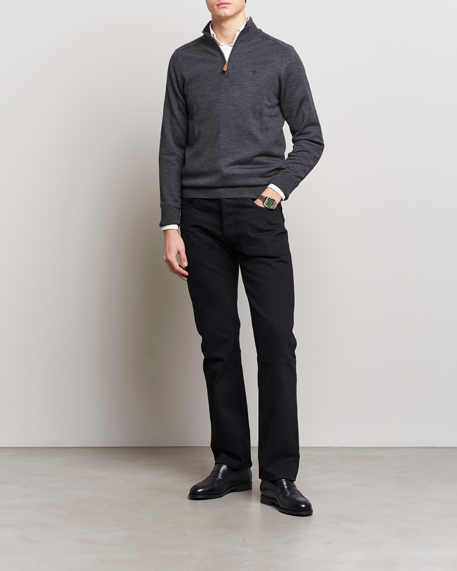 Herre | Trøjer | Morris | John Merino Half Zip Dark Grey