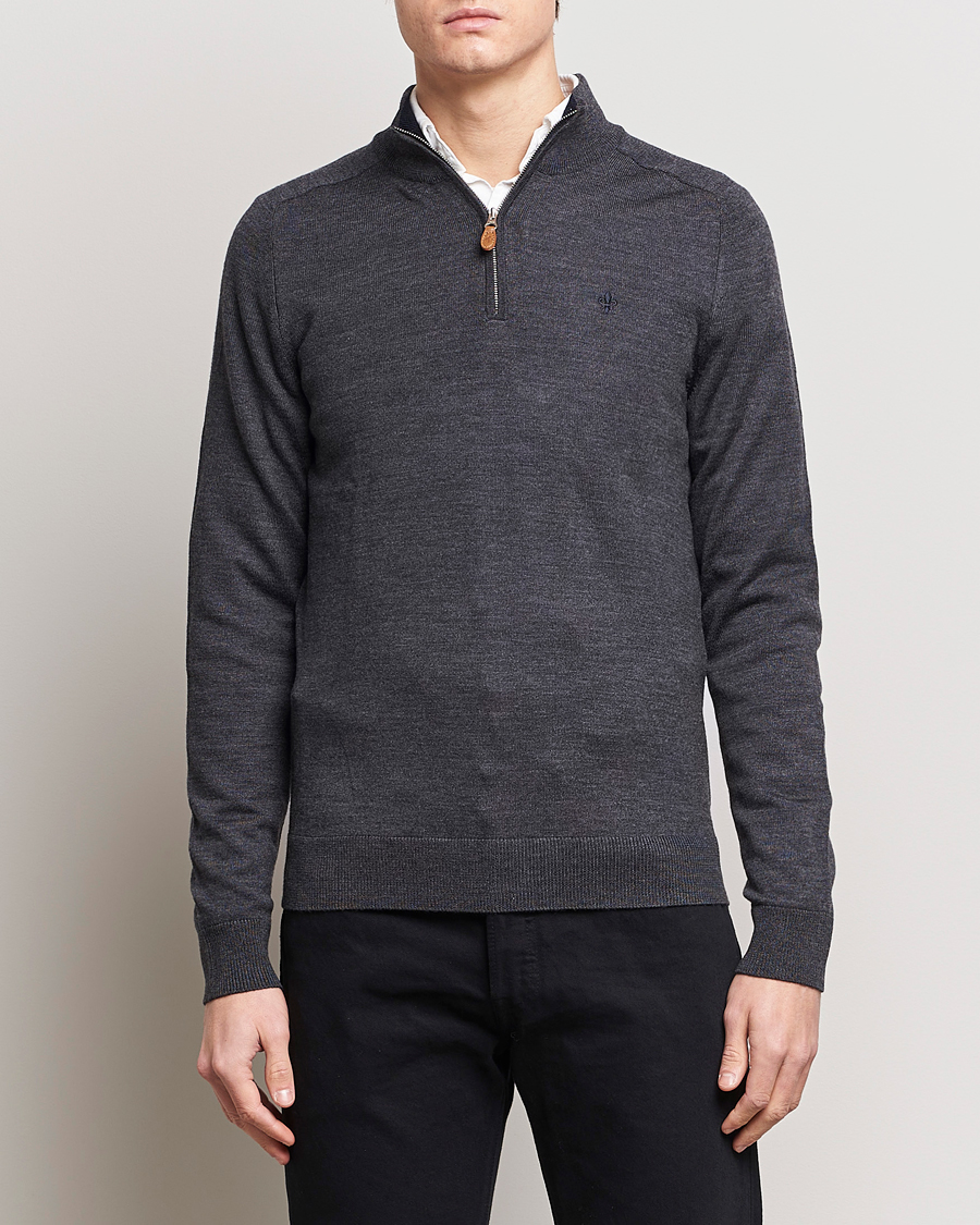 Herre | Gensere | Morris | John Merino Half Zip Dark Grey