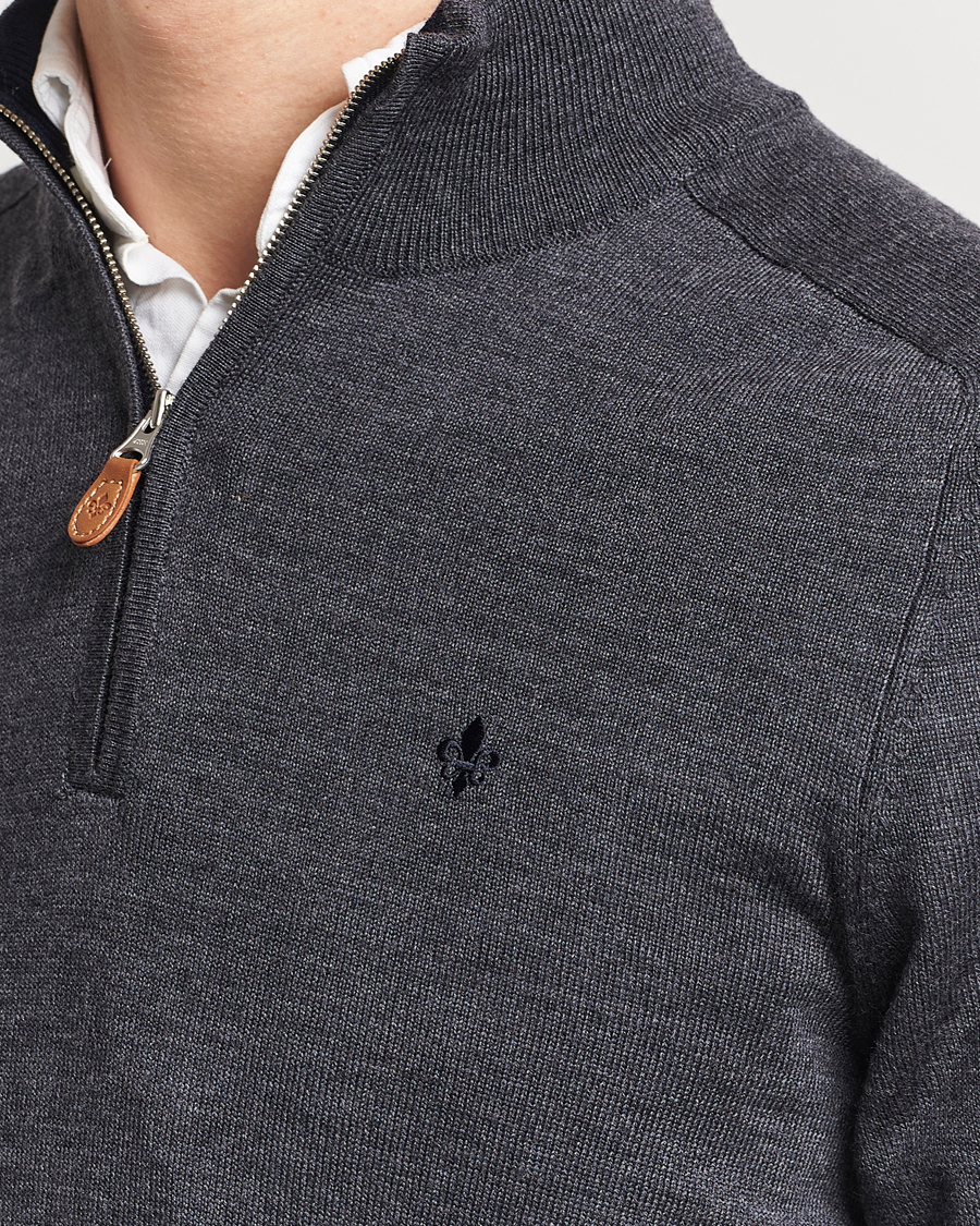 Herre | Trøjer | Morris | John Merino Half Zip Dark Grey