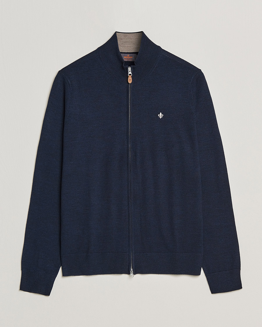 Herre | Trøjer | Morris | Merino Zip Cardigan Navy