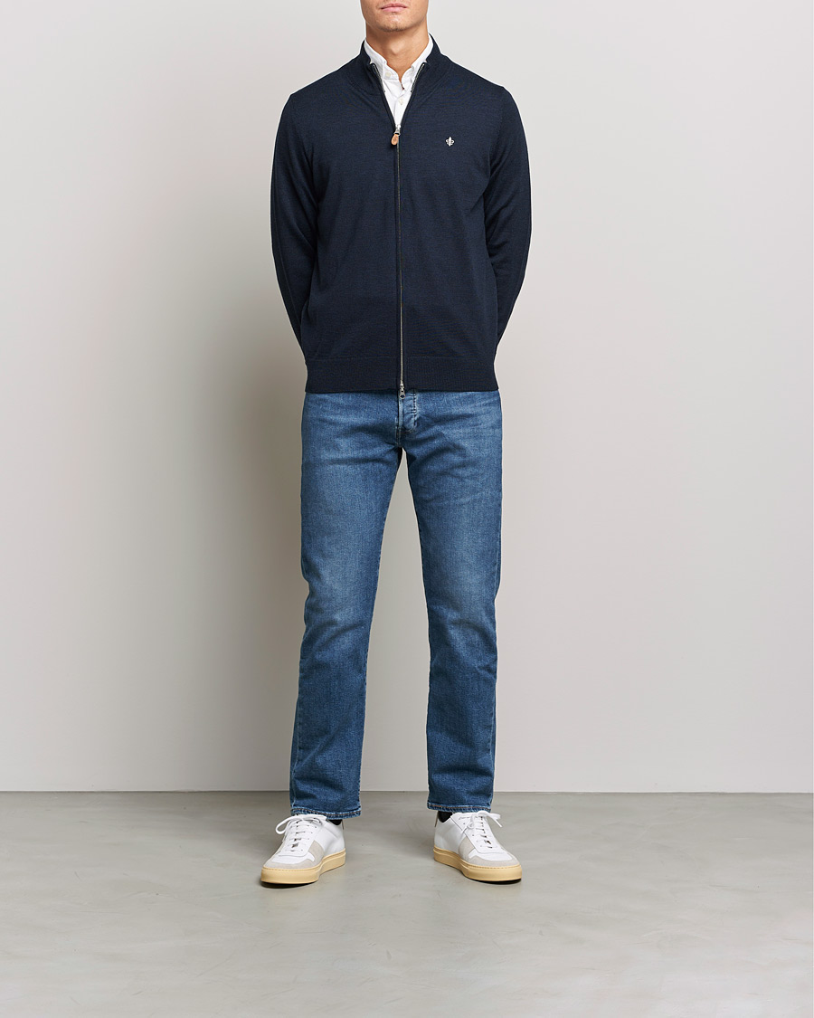 Herre | Trøjer | Morris | Merino Zip Cardigan Navy