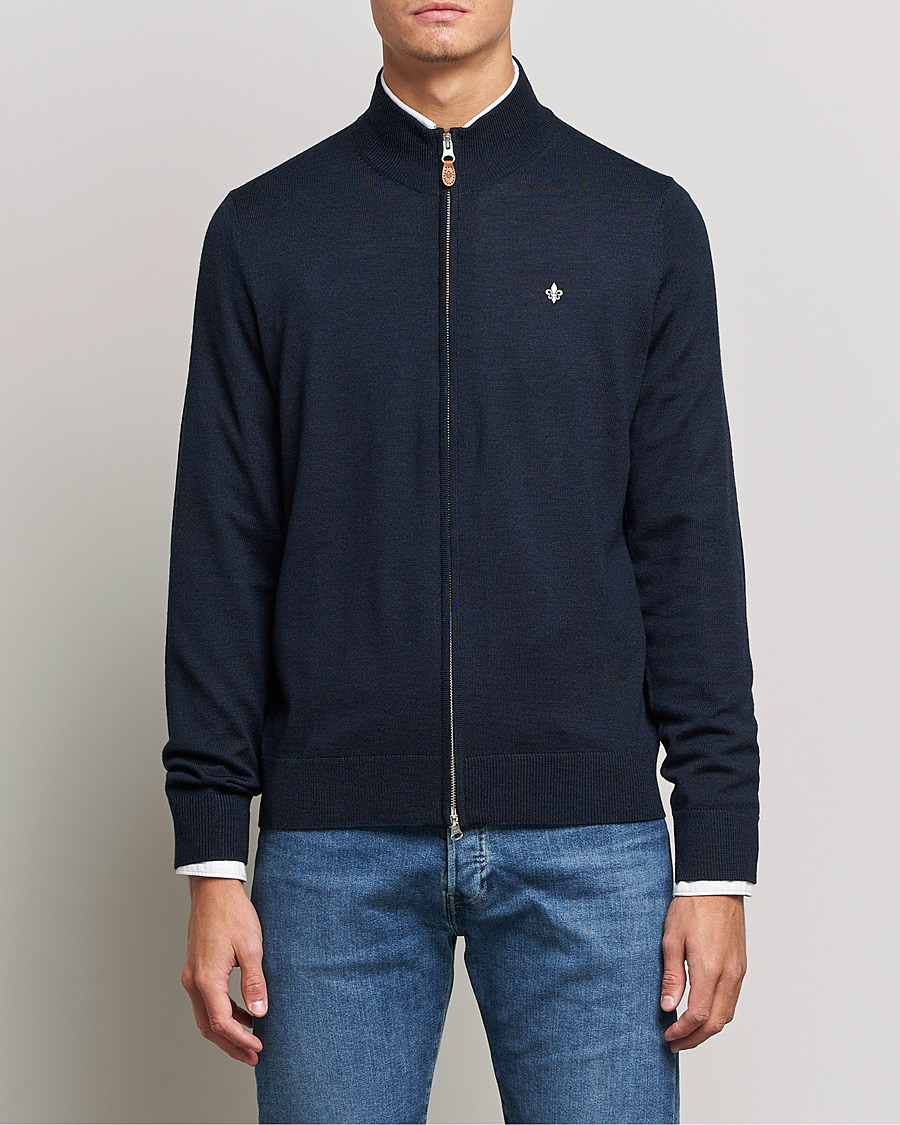 Herre |  | Morris | Merino Full Zip Cardigan Navy