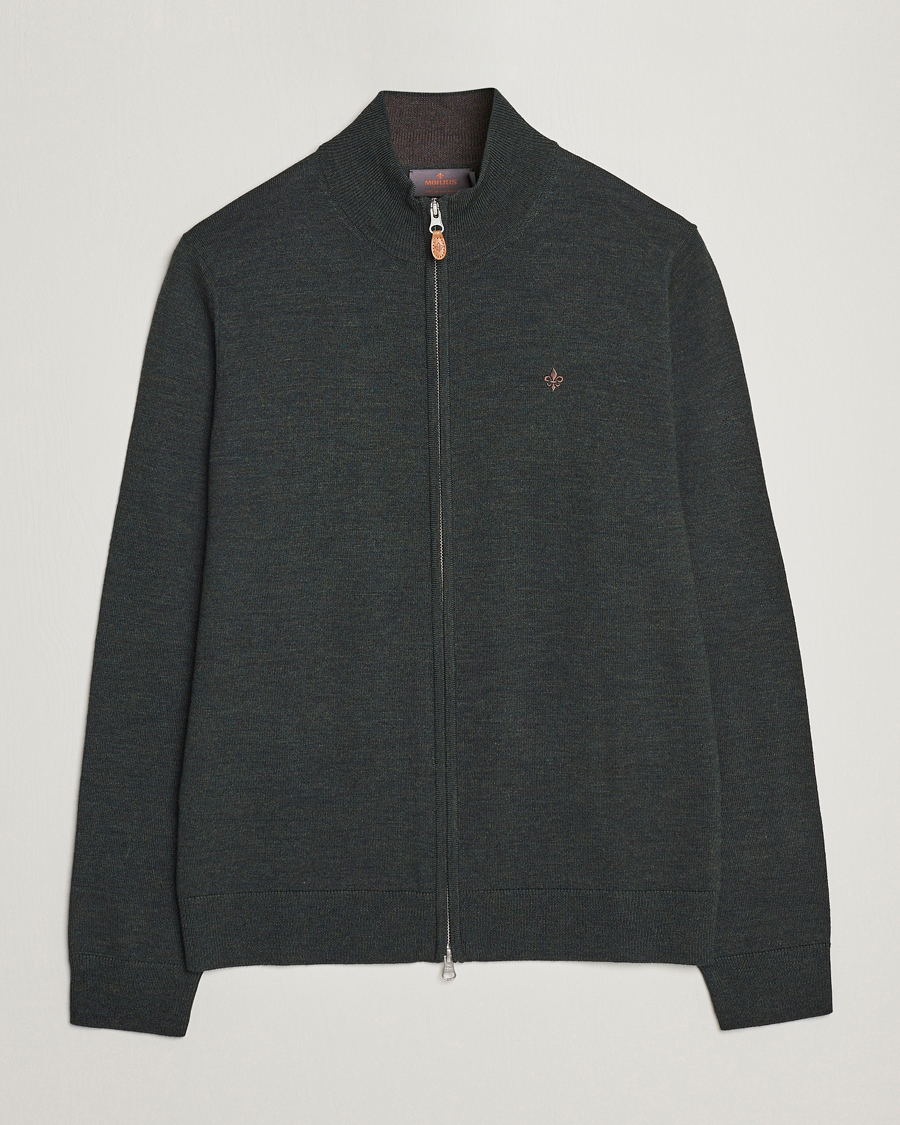 Herre | Trøjer | Morris | Merino Full Zip Cardigan Olive