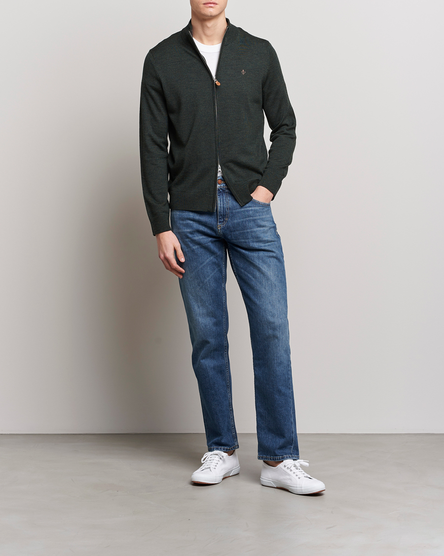 Herre | Trøjer | Morris | Merino Full Zip Cardigan Olive