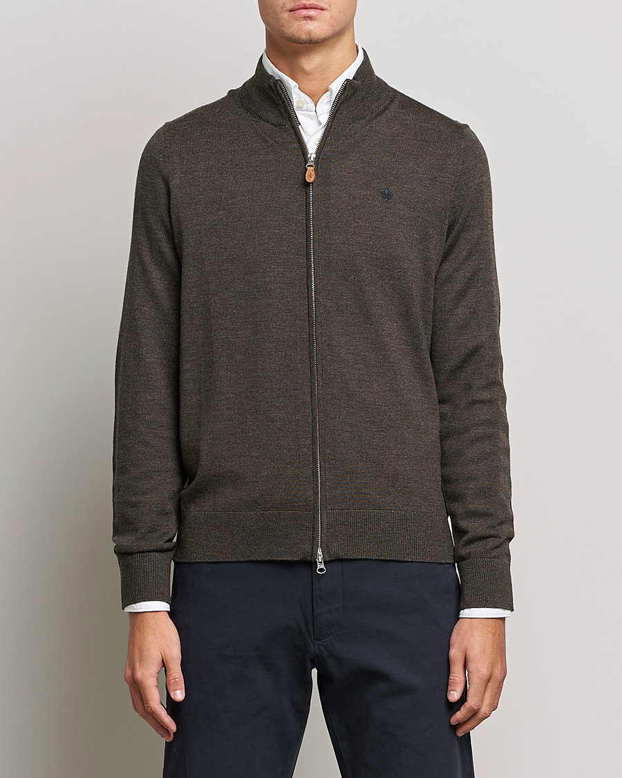 Herre | Full-zip | Morris | Merino Full Zip Cardigan Dark Brown