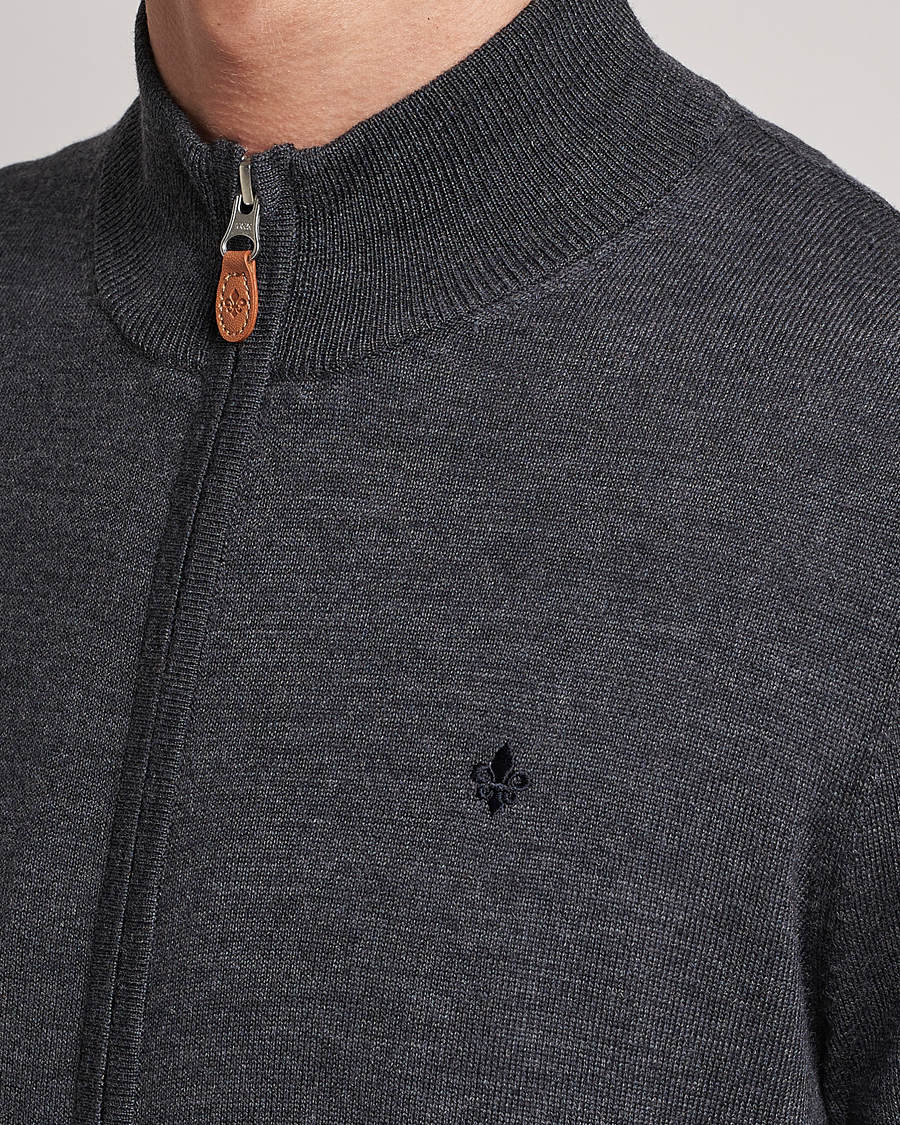 Herre | Trøjer | Morris | Merino Full Zip Cardigan Dark Grey