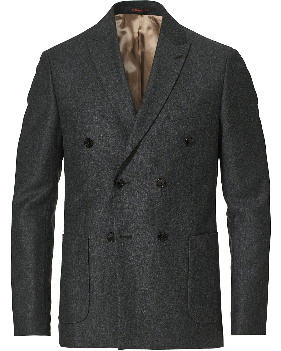 Herre | Blazere & jakker | Morris | Roger Double Breasted Flannel Blazer Dark Grey