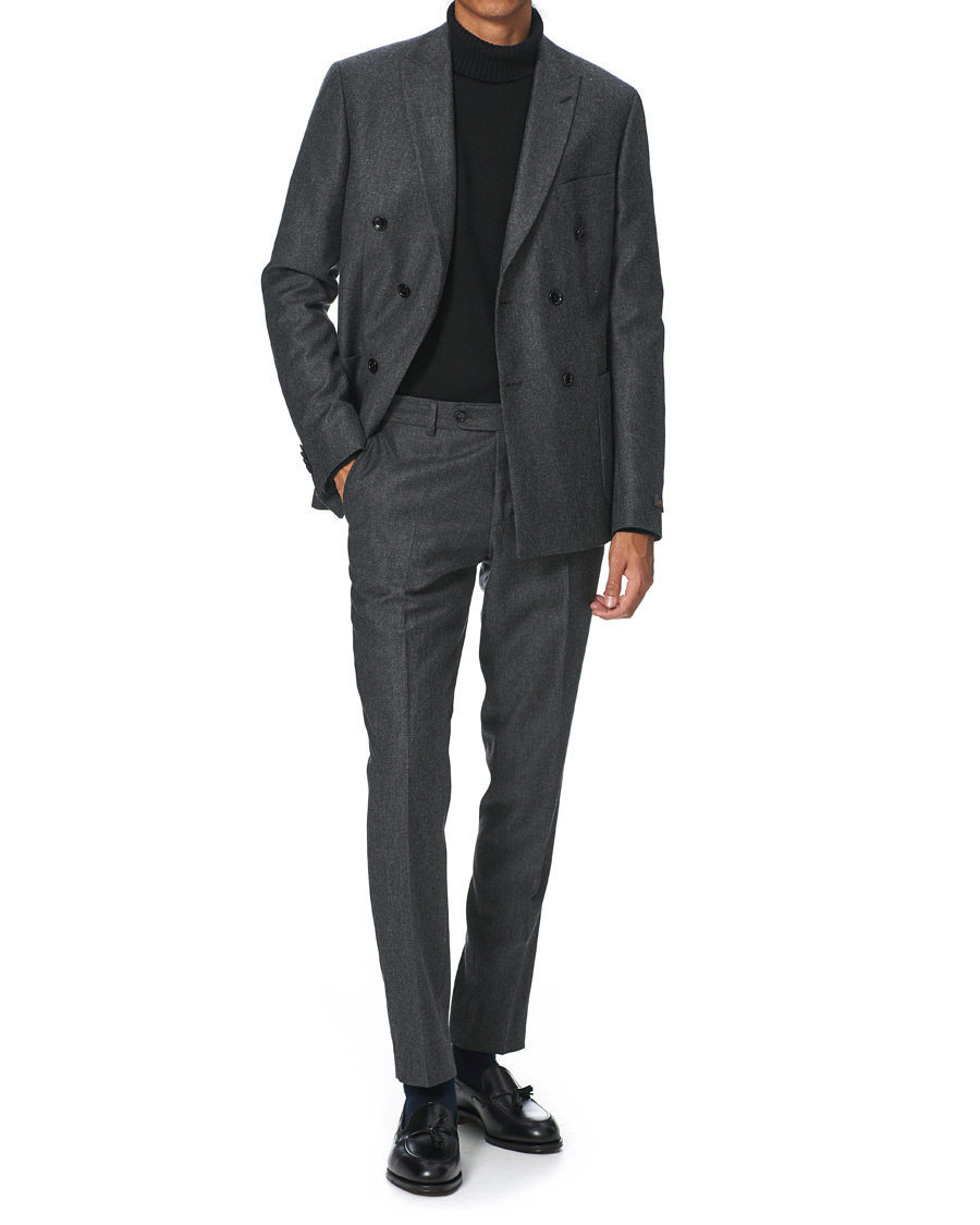 Herre | Blazere & jakker | Morris | Roger Double Breasted Flannel Blazer Dark Grey