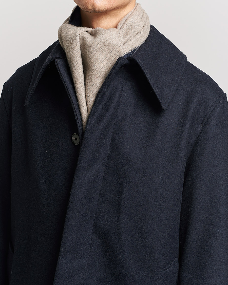 Herre | Halstørklæder | Morris | Double Face Wool Scarf Navy/Beige