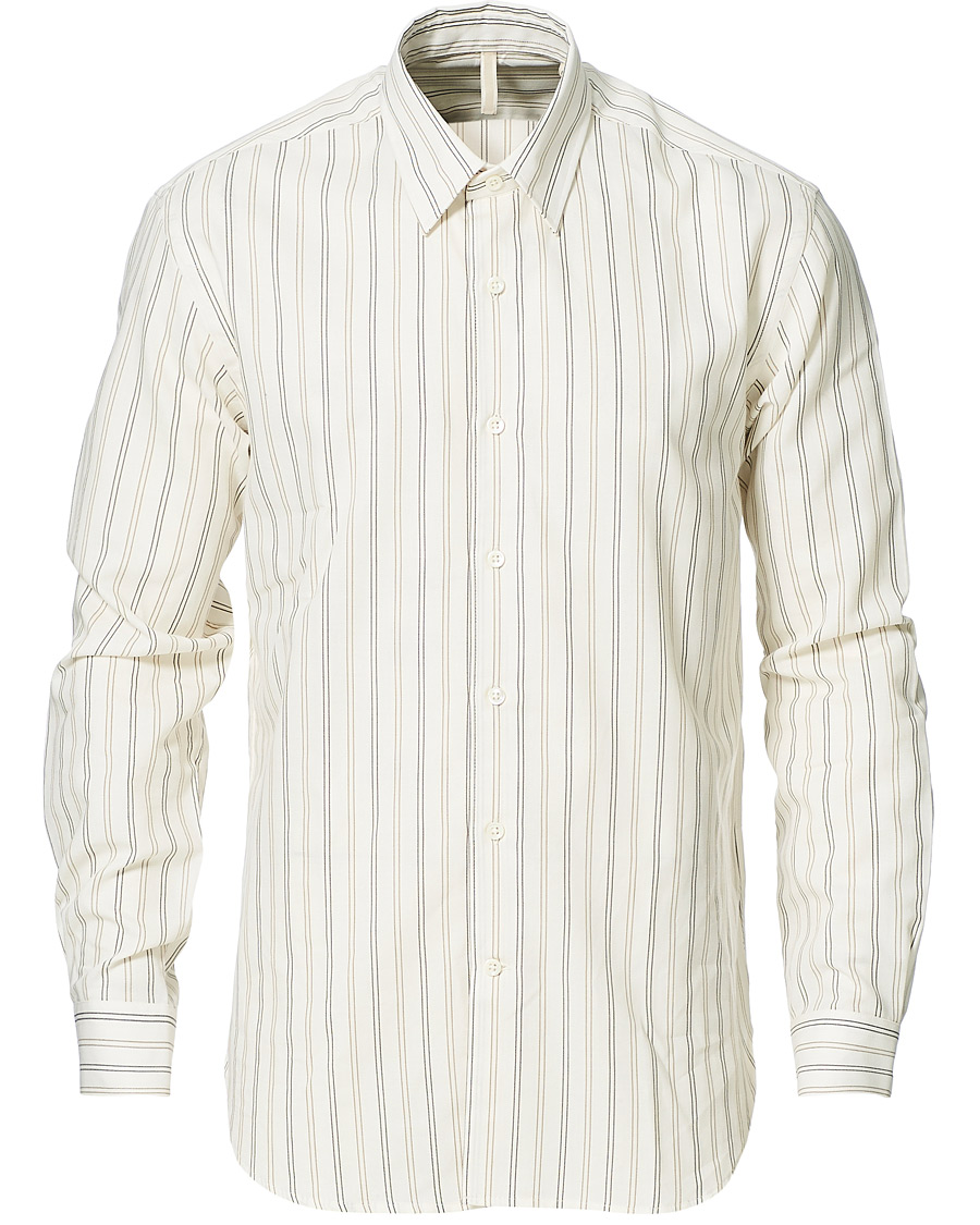 Herre | Skjorter | Sunflower | Dan Striped Cotton Shirt Off White