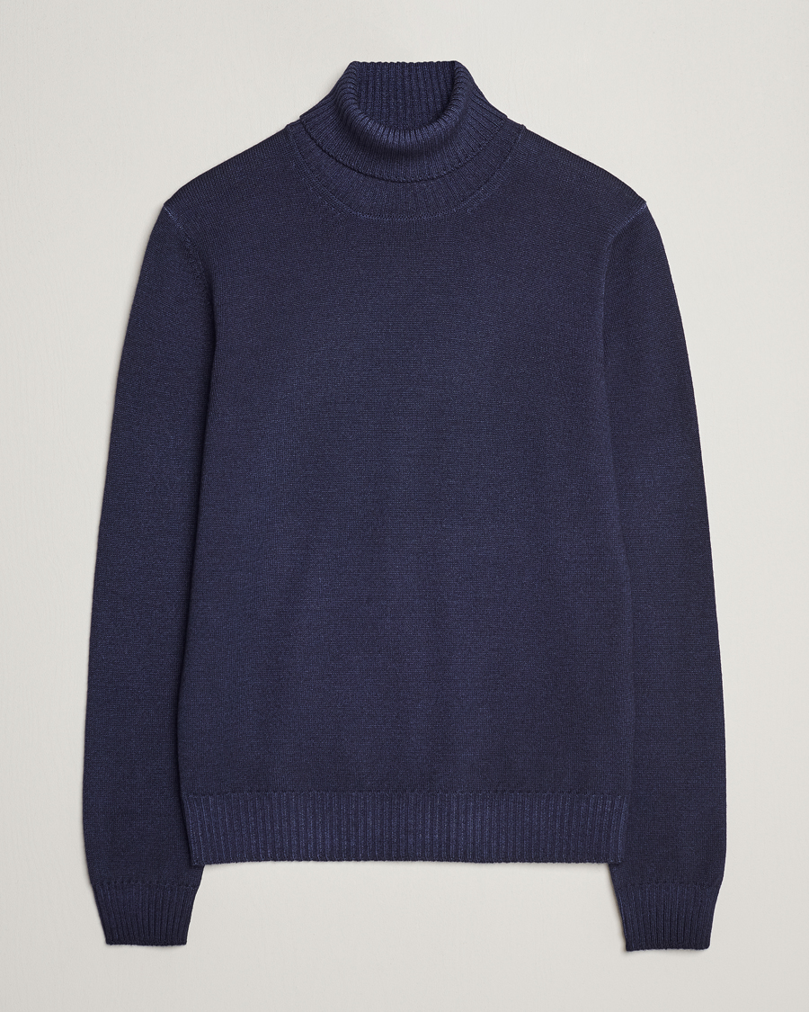 Herre | Trøjer | Gran Sasso | Vintage Merino Fashion Fit Polo Navy