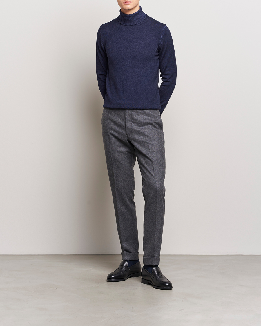 Herre | Trøjer | Gran Sasso | Vintage Merino Fashion Fit Polo Navy