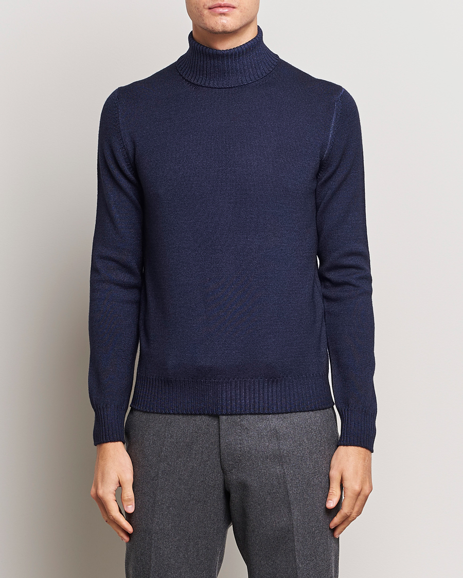 Herre | Trøjer | Gran Sasso | Vintage Merino Fashion Fit Polo Navy