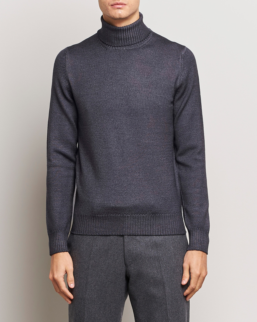 Herre | Trøjer | Gran Sasso | Vintage Merino Fashion Fit Polo Asphalt