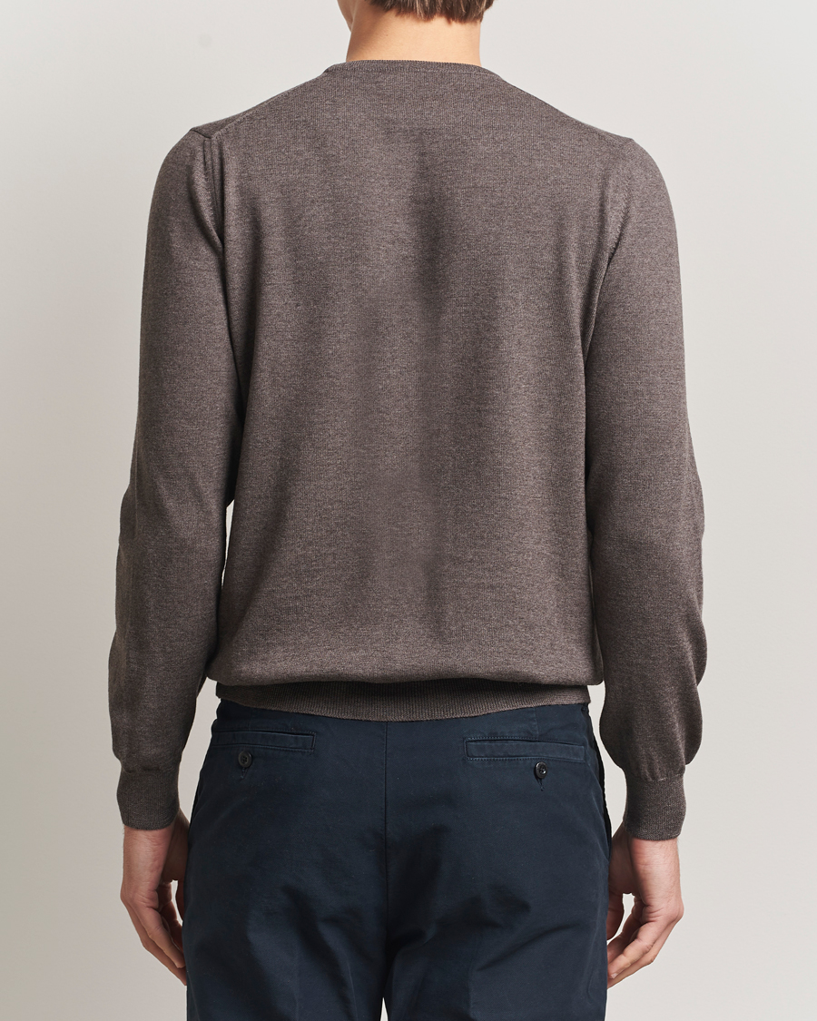 Herre | Trøjer | Gran Sasso | Merino Fashion Fit Crew Neck Pullover Brown Melange