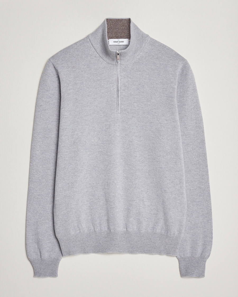 Herre | Trøjer | Gran Sasso | Wool/Cashmere Half Zip Light Grey