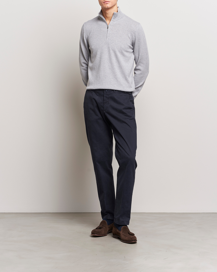 Herre | Trøjer | Gran Sasso | Wool/Cashmere Half Zip Light Grey