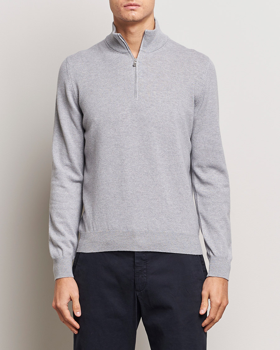 Herre |  | Gran Sasso | Wool/Cashmere Half Zip Light Grey