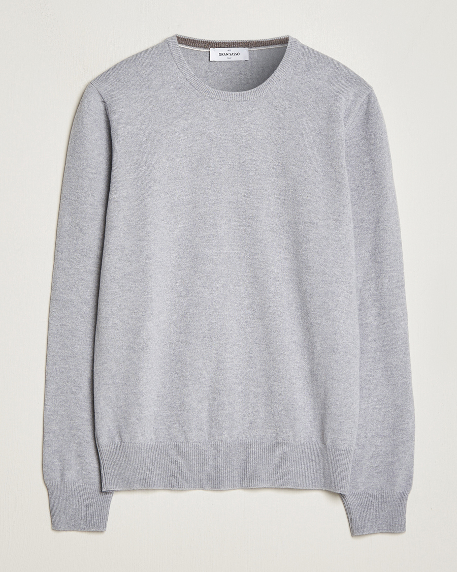 Herre | Trøjer | Gran Sasso | Wool/Cashmere Crew Neck Light Grey