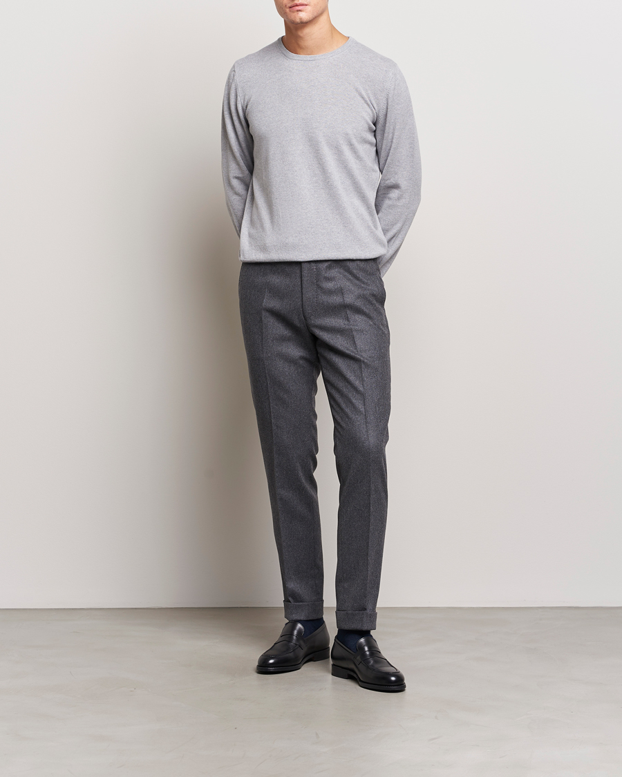 Herre | Trøjer | Gran Sasso | Wool/Cashmere Crew Neck Light Grey