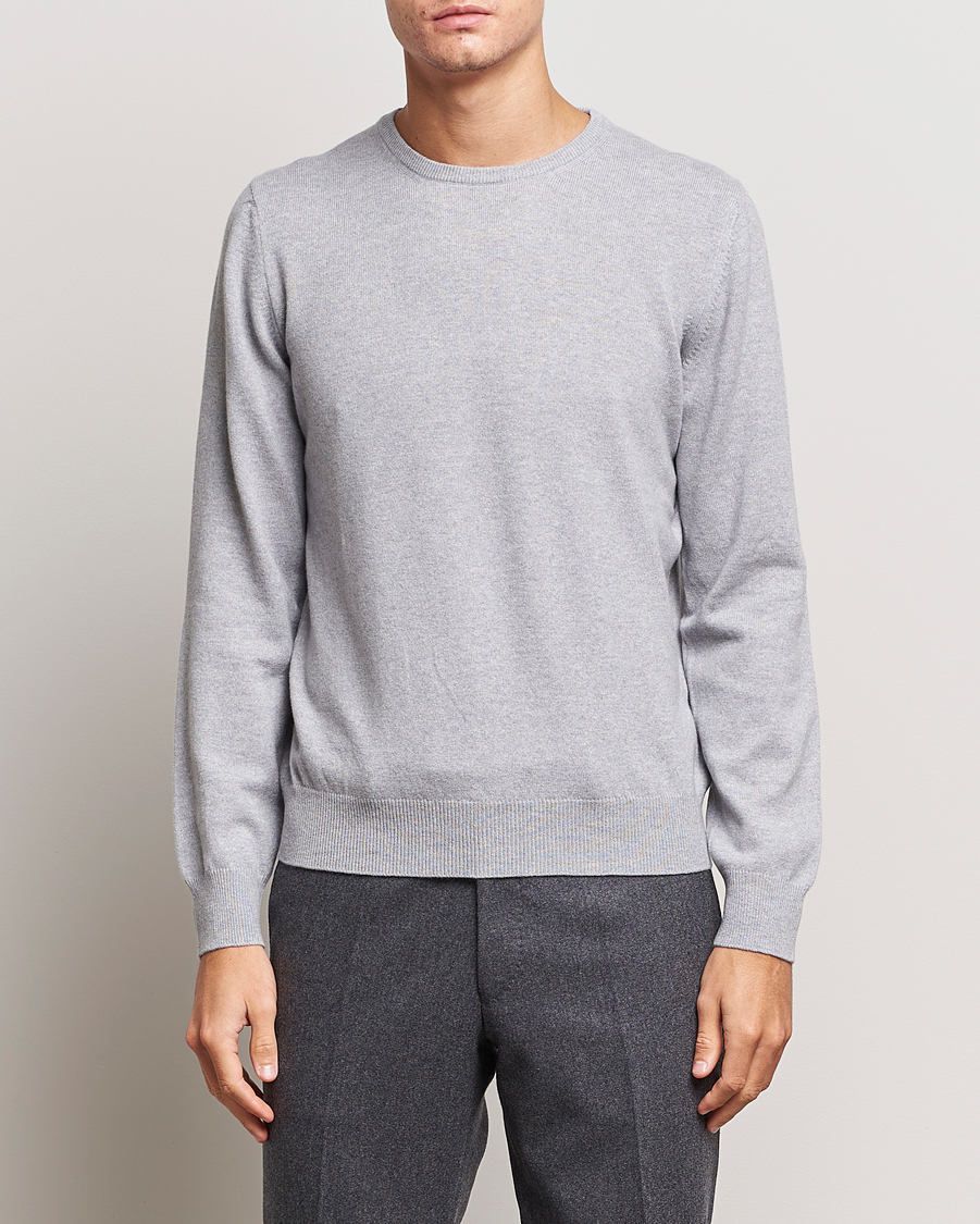 Herre | Trøjer | Gran Sasso | Wool/Cashmere Crew Neck Light Grey