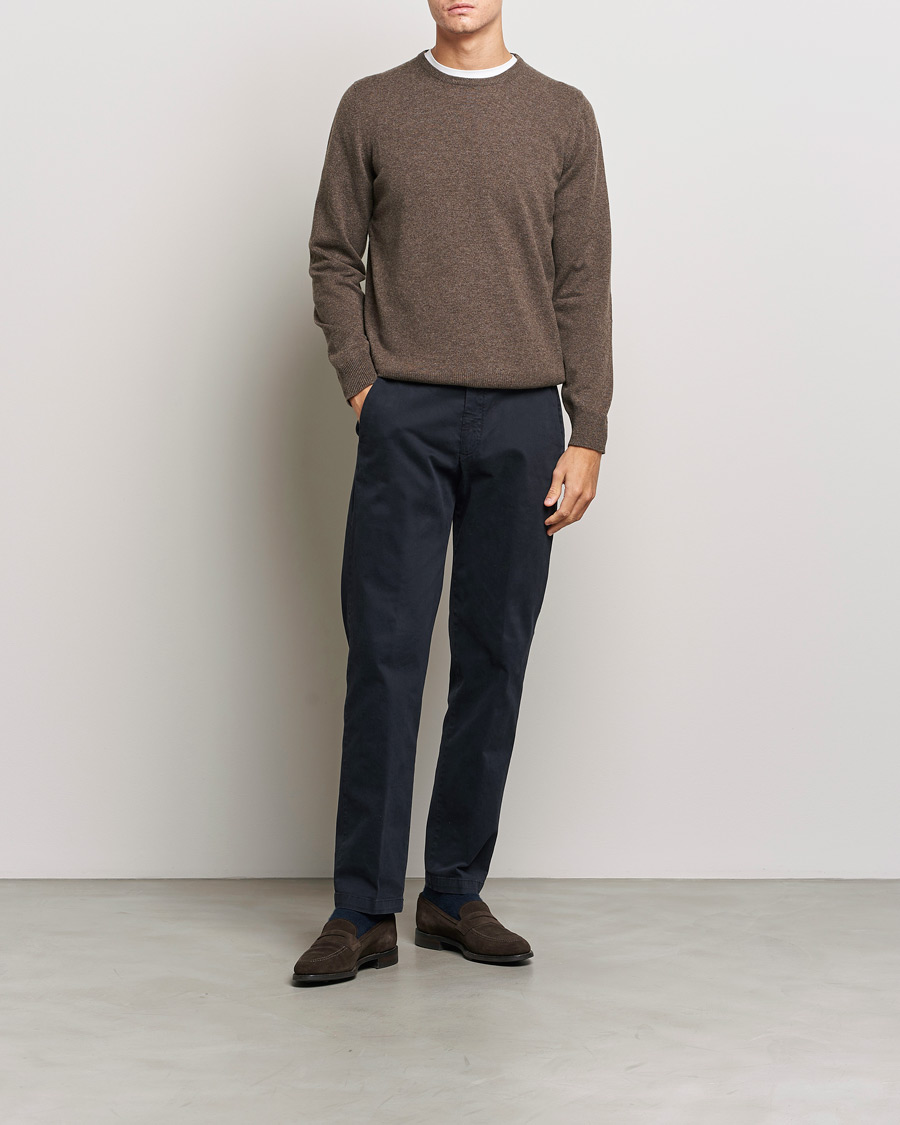 Herre | Trøjer | Gran Sasso | Wool/Cashmere Crew Neck Brown Melange