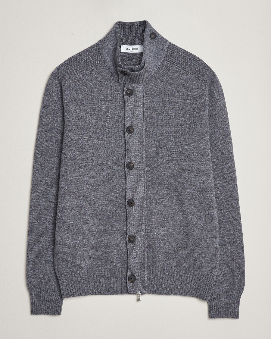 Herre | Trøjer | Gran Sasso | Heavy Wool Cardigan Grey Melange