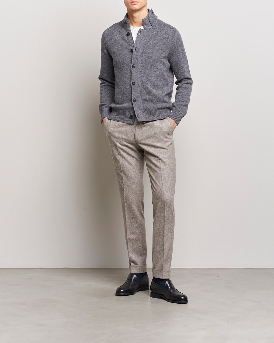 Herre | Trøjer | Gran Sasso | Heavy Wool Cardigan Grey Melange
