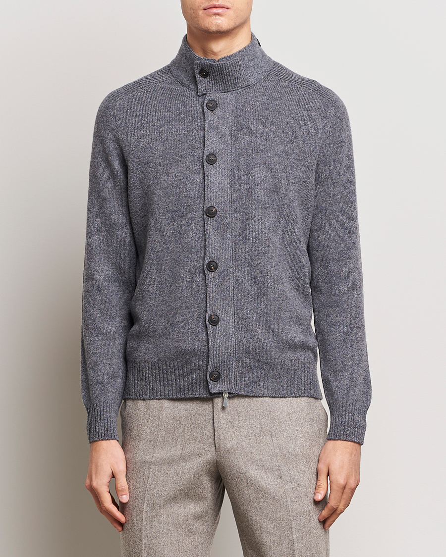 Herre | Trøjer | Gran Sasso | Heavy Wool Cardigan Grey Melange
