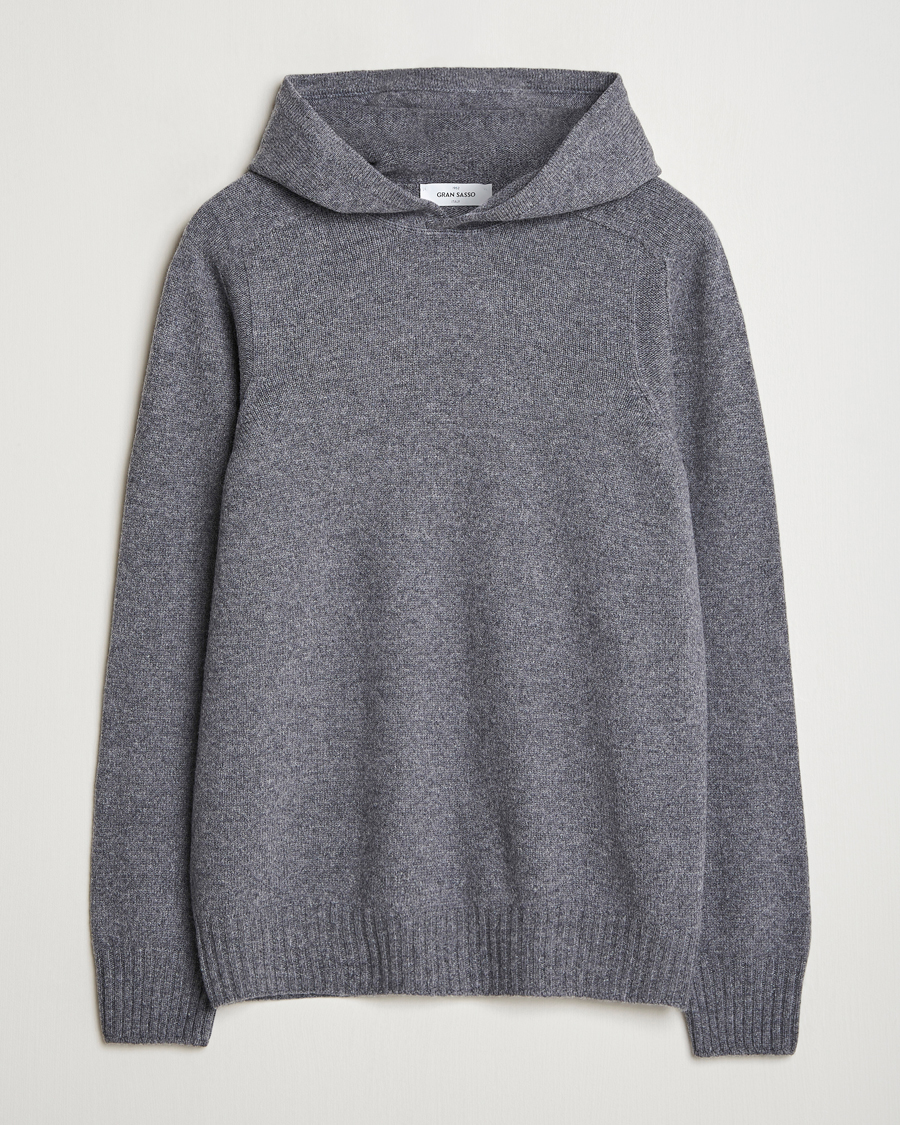 Herre | Trøjer | Gran Sasso | Wool Hoodie Grey Melange