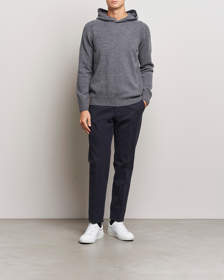 Herre | Trøjer | Gran Sasso | Wool Hoodie Grey Melange