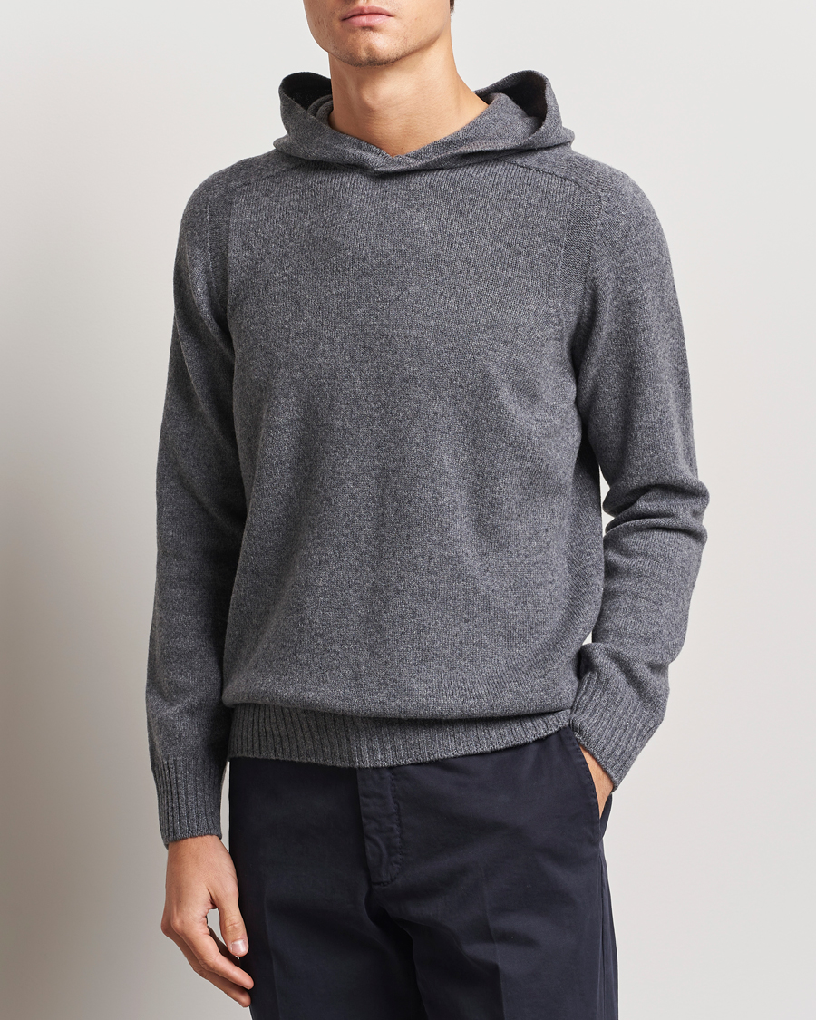 Herre | Trøjer | Gran Sasso | Wool Hoodie Grey Melange