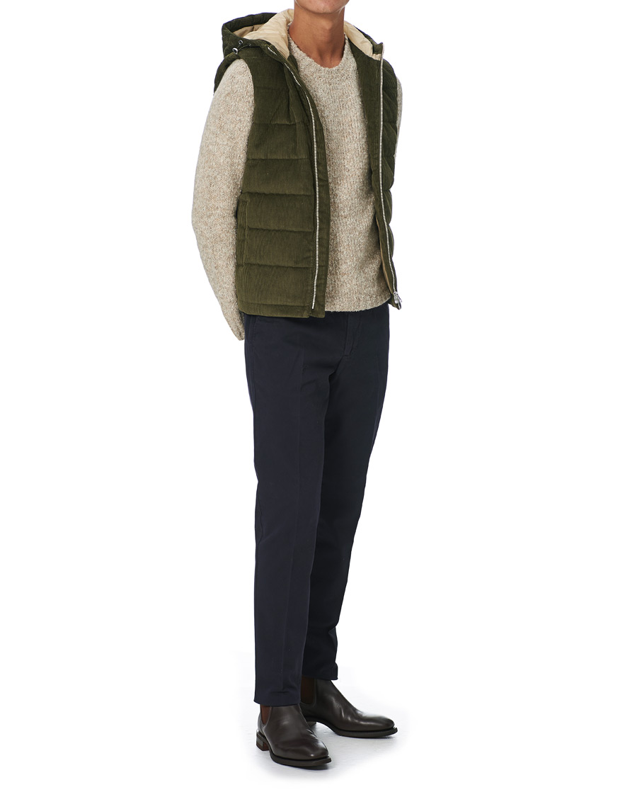 Herre | Jakker | Stenströms | Padded Corduroy Hood Vest Olive