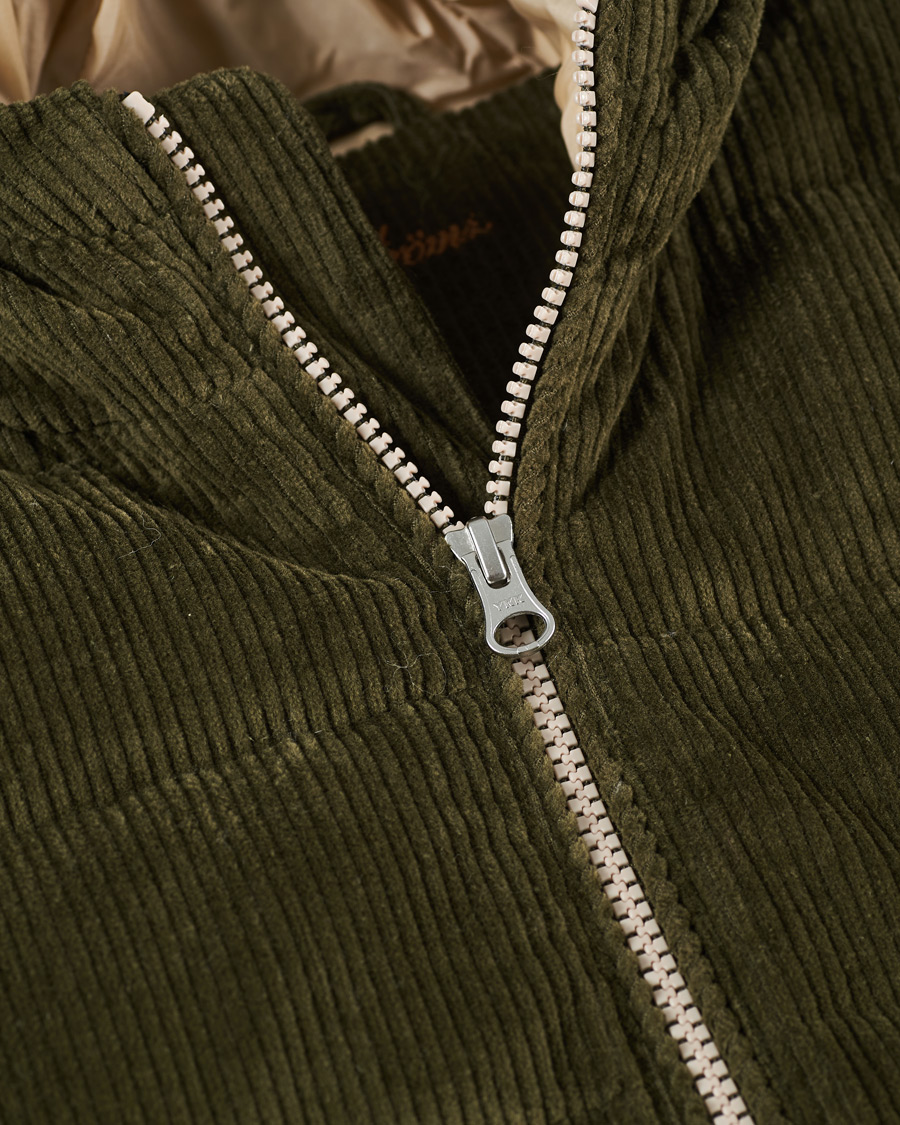 Herre | Jakker | Stenströms | Padded Corduroy Hood Vest Olive